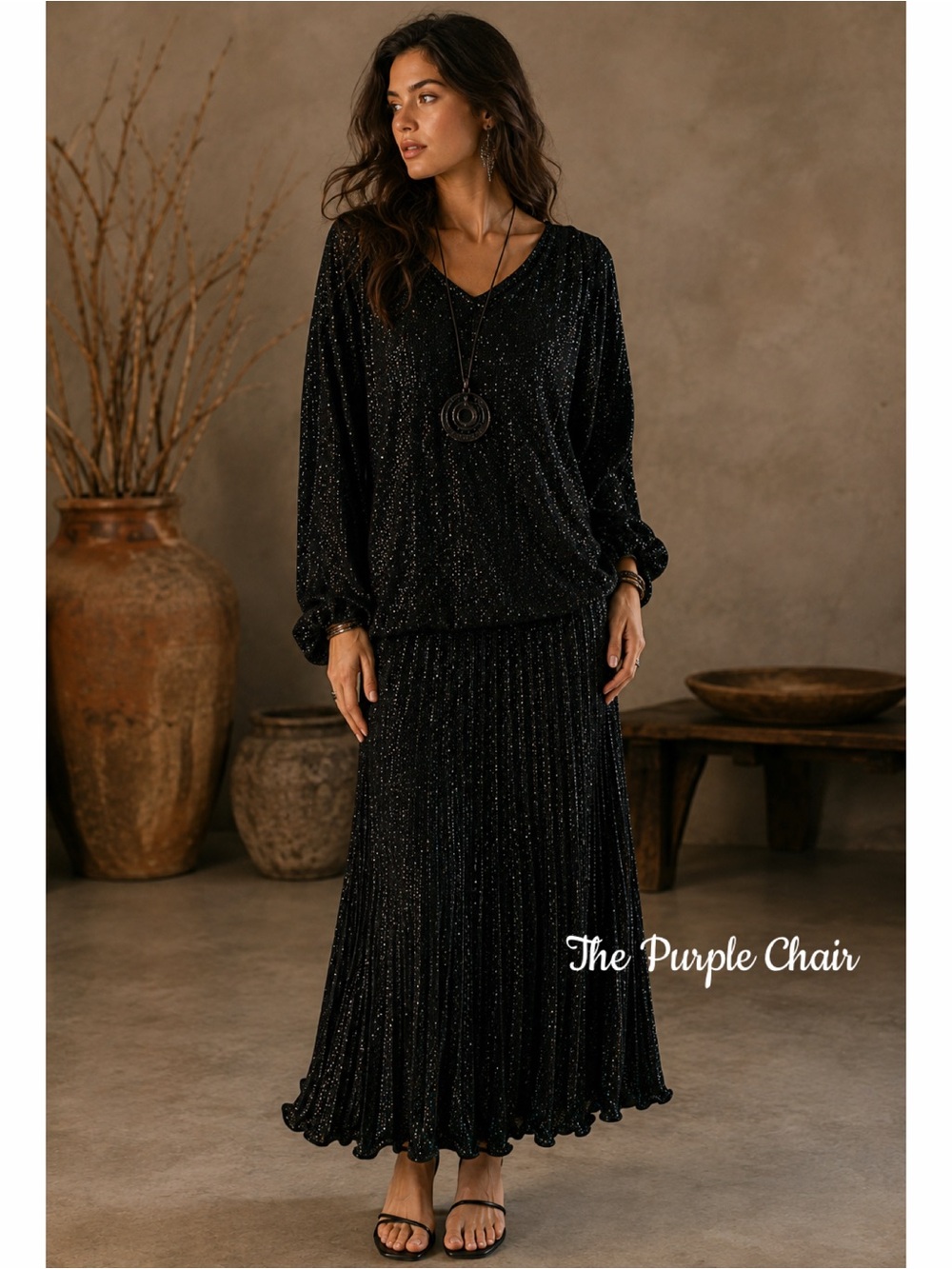 VIVIAN CHAN SHAW Unique One Of A Kind Hand Knit/Loomed Sweater/Skirt Set